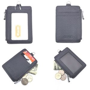 IXYVIA Leather ID Case ,Card Holder,Zip Coin Purse